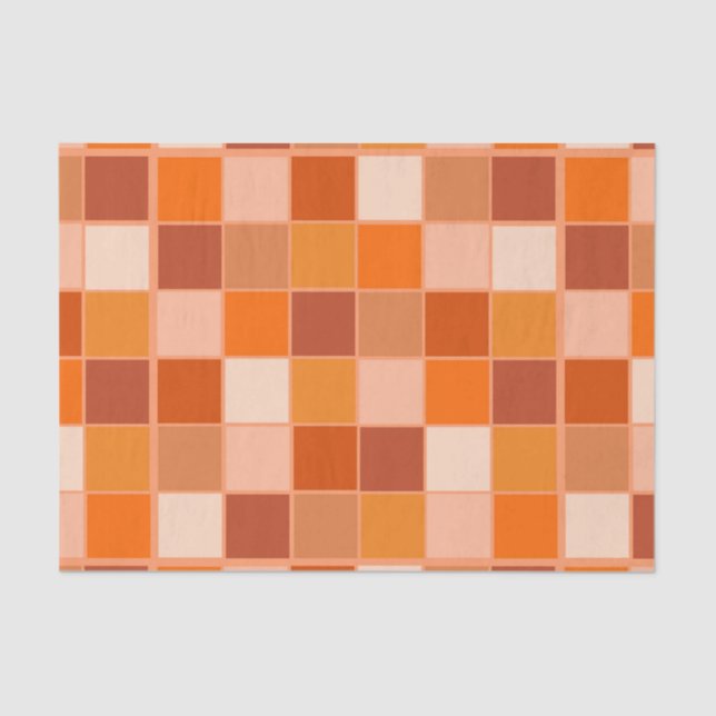 Shades of Orange Squares Tissue Paper (Front)