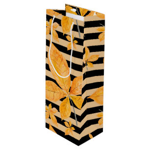 SHADES OF ORANGE & YELLOW FALL LEAVES WINE GIFT BAG