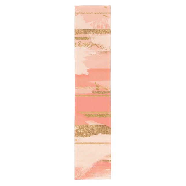 Shades of peach and gold strokes short table runner (Front)