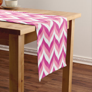 Shades Of Pink And White Chevron Short Table Runne Short Table Runner