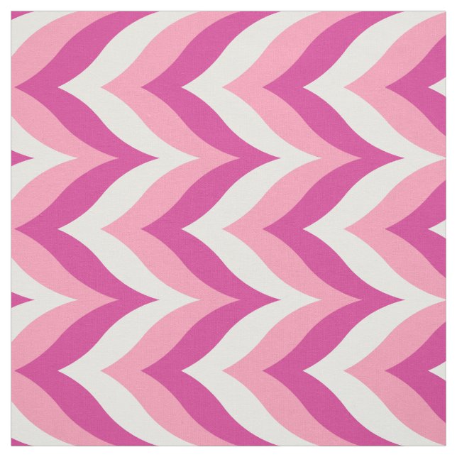 Shades Of Pink And White Zigzag Chevron Pattern Fabric (Swatch)