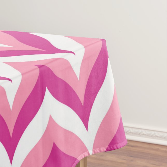 Shades Of Pink And White Zigzag Chevron Pattern Tablecloth (In Situ)