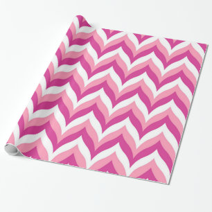 Shades Of Pink And White Zigzag Chevron Pattern Wrapping Paper