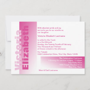 Shades of Pink Bat Mitzvah Invitation