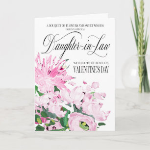 Shades of Pink Bouquet Valentine Daughter-in-Law Card