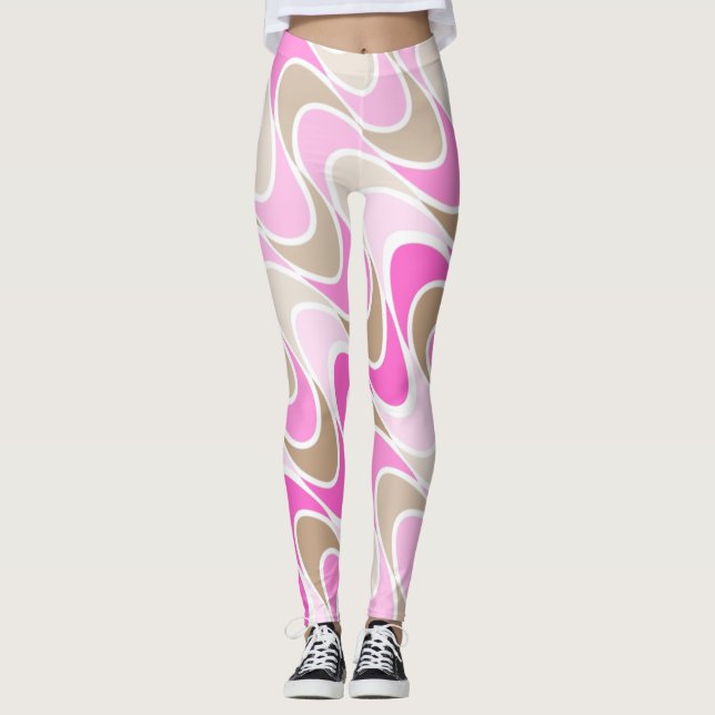 Shades of Pink & Brown in Flattering Design Leggings (Front)
