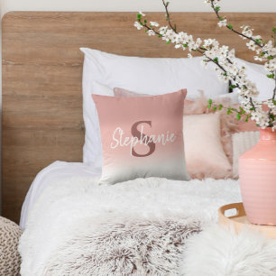 Shades of Pink Calligraphy Monogram Throw Pillow