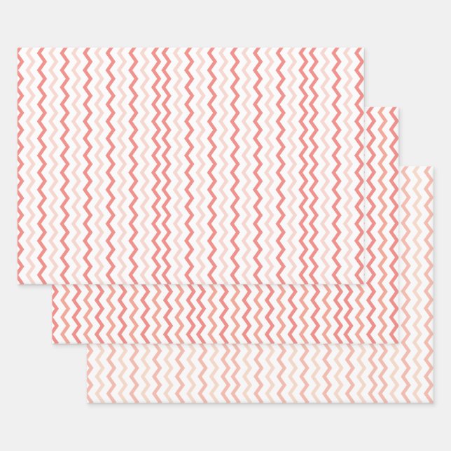Shades of Pink Chevron Pattern Modern Wrapping Paper Sheet (Set)
