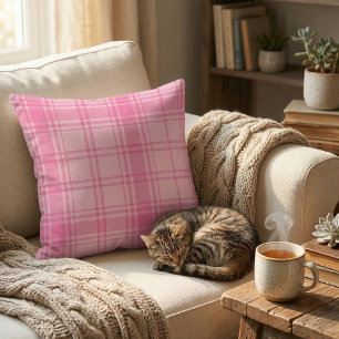 Shades of Pink Classic Tartan: Vibrant Pink Plaid Cushion