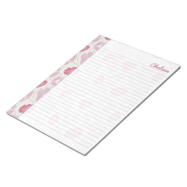 Shades of Pink Floral Retro Abstract Pattern Notepad (Angled)