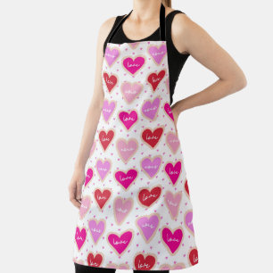 SHADES OF PINK HEART SHAPED LOVE APRON