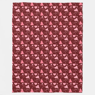 Shades of Pink Hearts Toss Fleece Blanket