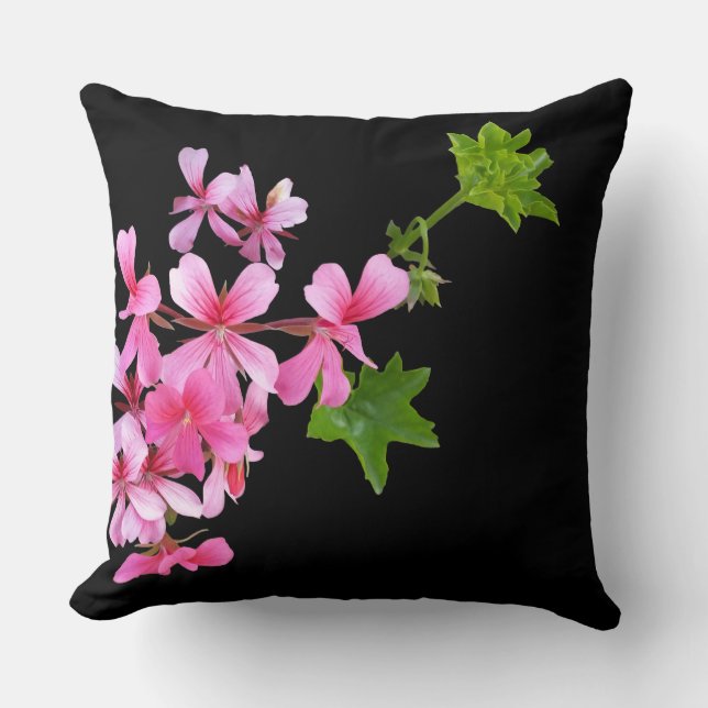 shades of pink on black cushion (Front)