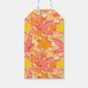 SHADES OF PINK ORANGE YELLOW FALL LEAVES GIFT TAGS