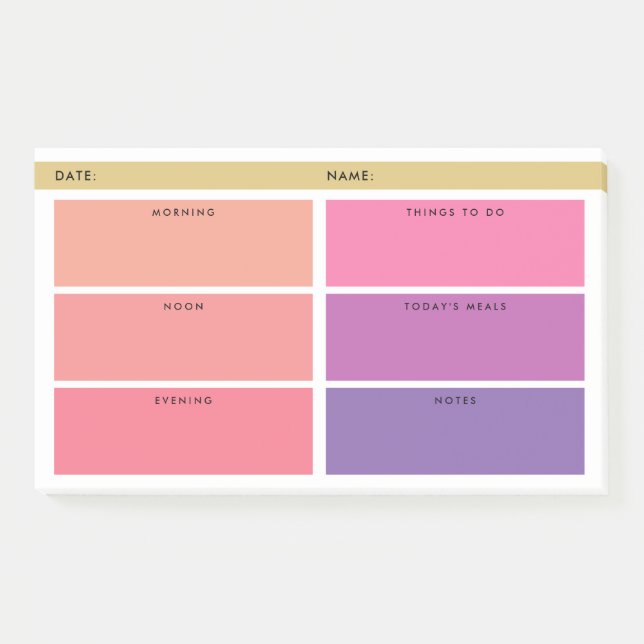 Shades of Pink & Purple Daily Organiser Post-it Notes (Front)