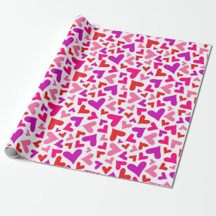 SHADES OF PINK & PURPLE VALENTINES DAY HEARTS WRAPPING PAPER