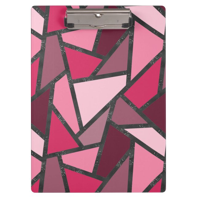 Shades of pink stained glass pattern clipboard (Front)