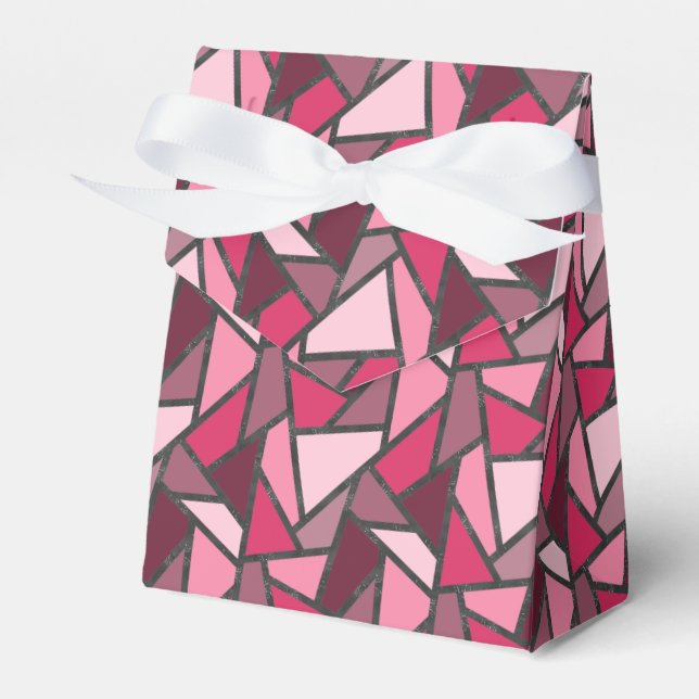 Shades of pink stained glass pattern favour box (Front Side)