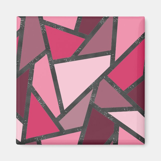 Shades of pink stained glass pattern magnet (Front)