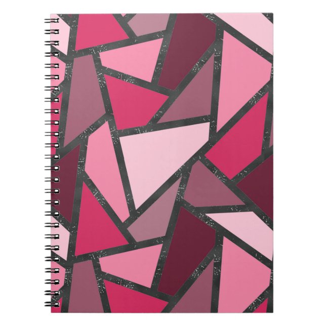 Shades of pink stained glass pattern notebook (Front)