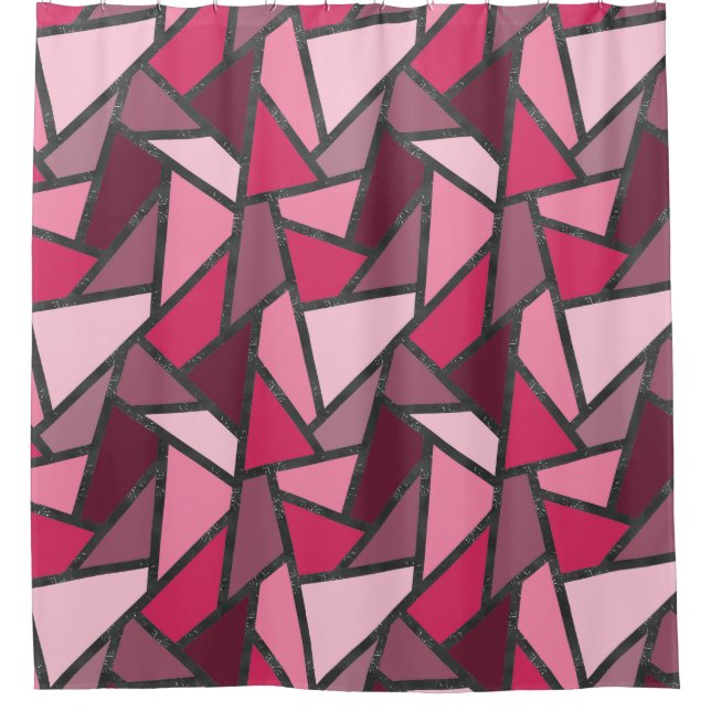Shades of pink stained glass pattern shower curtain (Front)