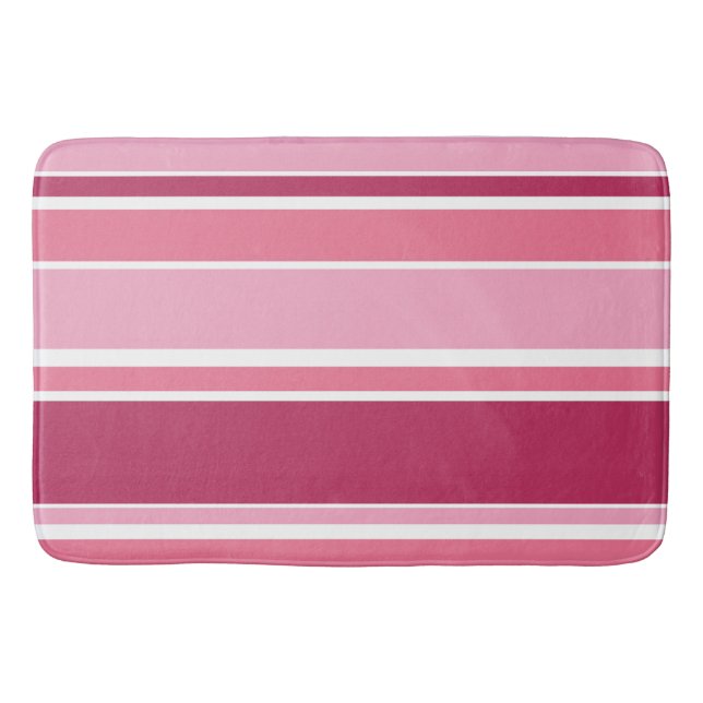 Shades of pink stripes bath mat (Front)