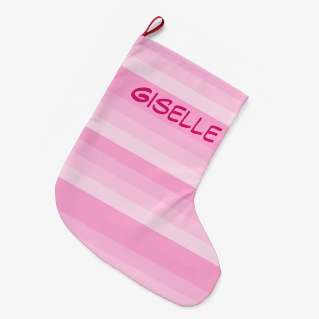 Shades of Pink Stripes Christmas stocking (Front (Hanging))