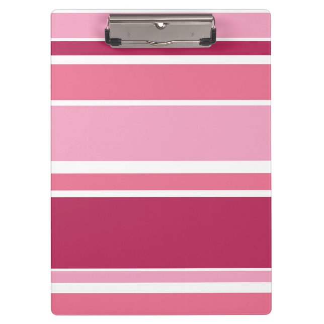 Shades of pink stripes clipboard (Front)