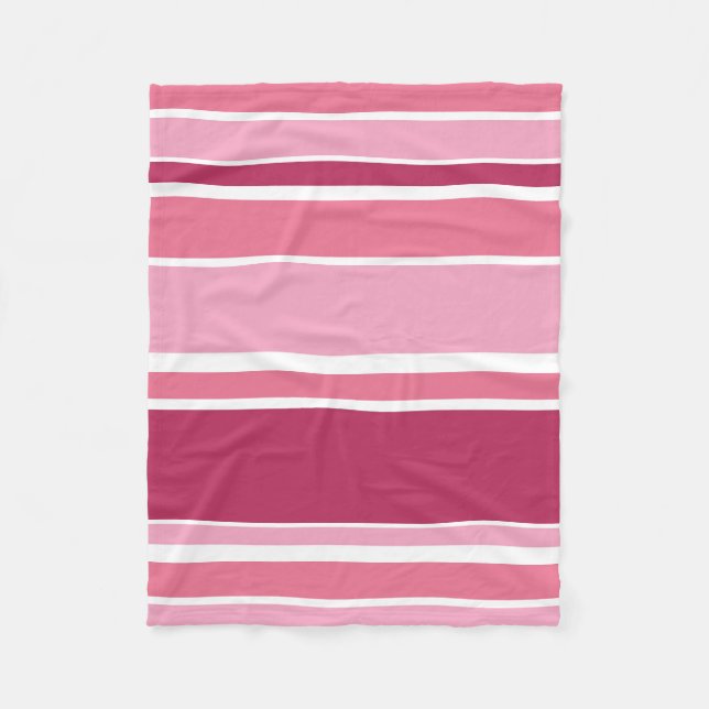Shades of pink stripes fleece blanket (Front)