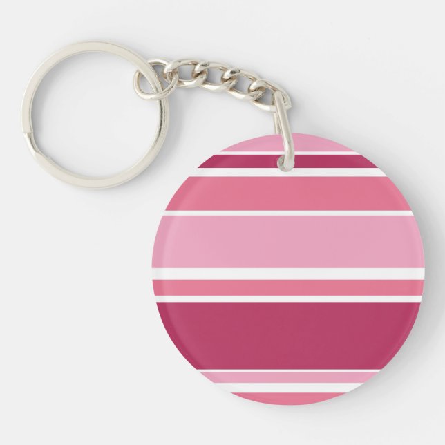 Shades of pink stripes key ring (Front)
