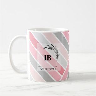 Shades of Pink Stripes Monogram Mug
