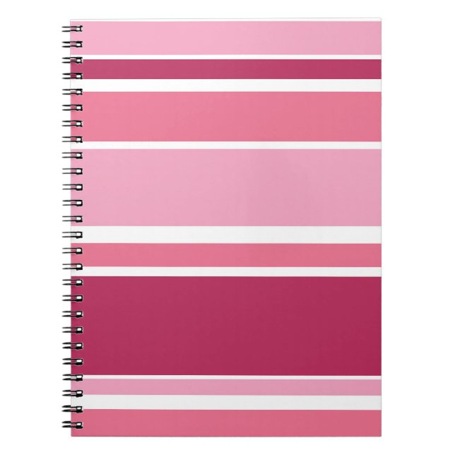 Shades of pink stripes notebook (Front)
