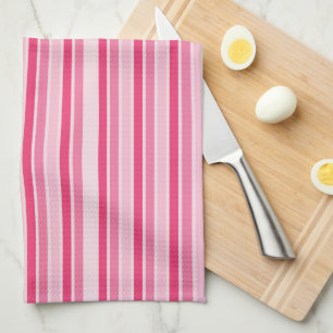 Shades of Pink Stripes Tea Towel