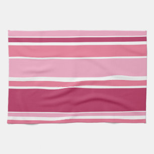 Shades of pink stripes tea towel