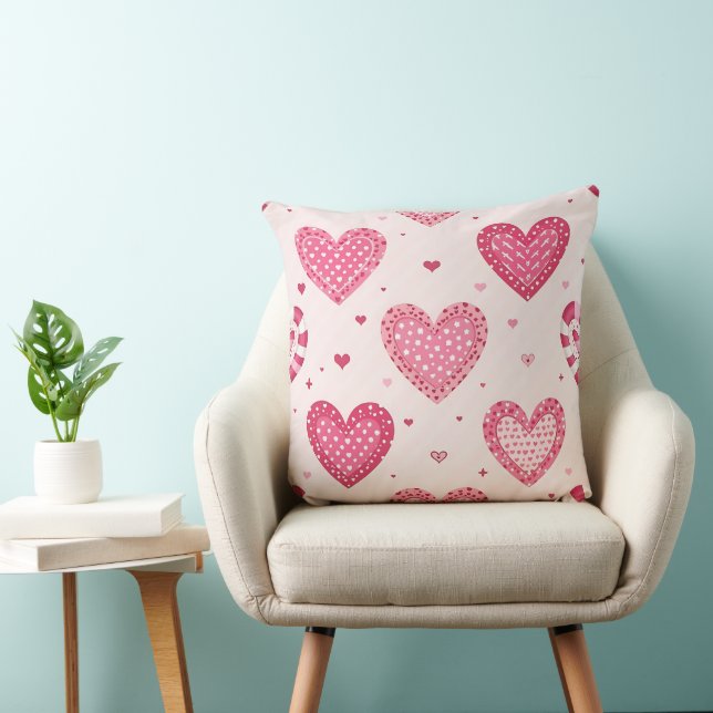 SHADES OF PINK VALENTINE CANDY HEARTS CUSHION (Chair)