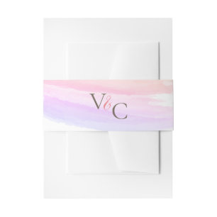 Shades of Pink Watercolor Splash Wedding Invitation Belly Band