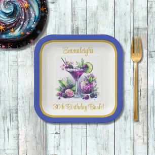 Shades of Purple: A Blue-Violet Birthday Square Paper Plate
