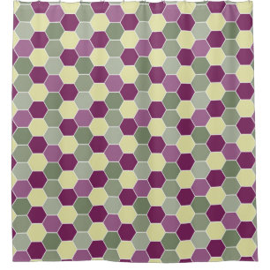 Shades of Purple and Green Honeycomb Pattern Shower Curtain