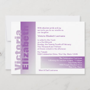Shades of Purple Bat Mitzvah Invitation