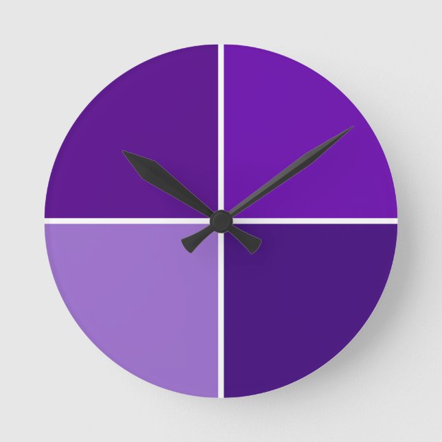 Shades of Purple Checkers Round Clock (Front)