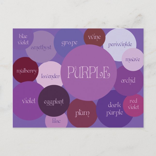 Shades of Purple Colour Circles Postcard (Front)