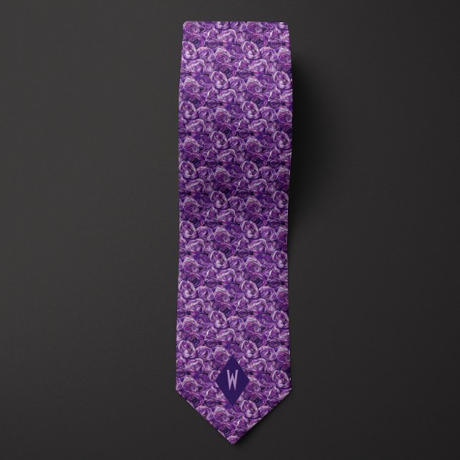 Shades of Purple Cubism Roses Tie (Creator Uploaded)
