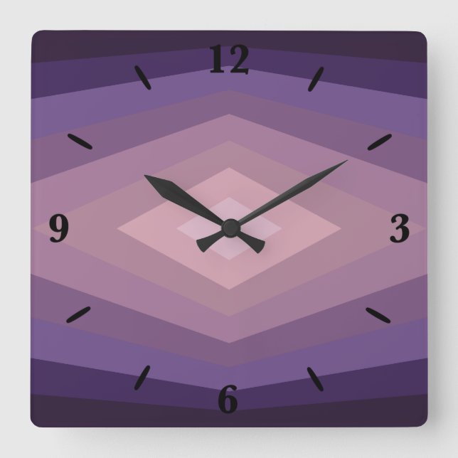 Shades Of Purple Geometric Abstract Art Square Wall Clock (Front)