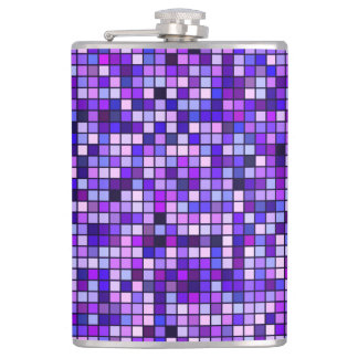 Shades Of Purple 'Grape Soda' Squares Pattern Hip Flask