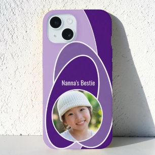 Shades of Purple Oval Replaceable Photo  iPhone 15 Case