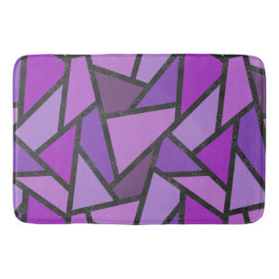 Shades of purple stained glass pattern bath mat