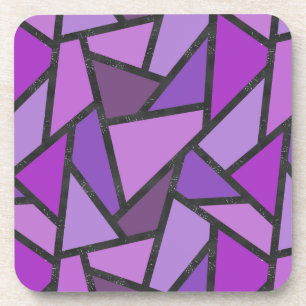 Shades of purple stained glass pattern coaster