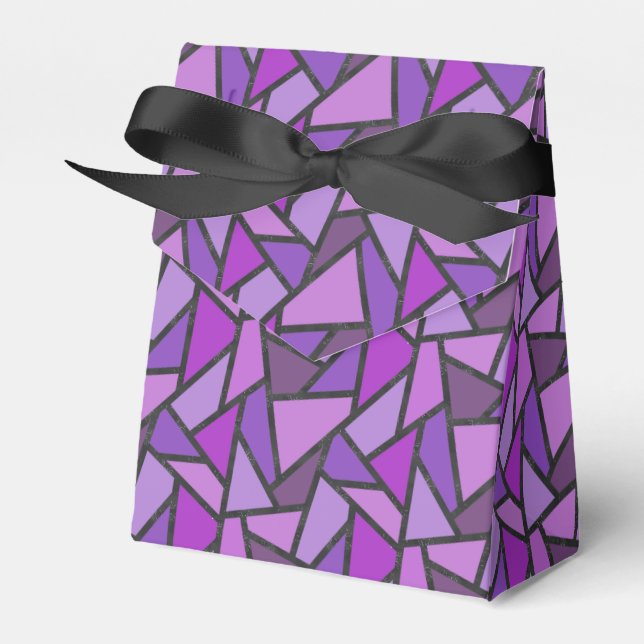 Shades of purple stained glass pattern favour box (Front Side)