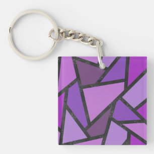 Shades of purple stained glass pattern key ring