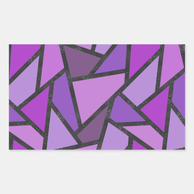 Shades of purple stained glass pattern rectangular sticker (Front)